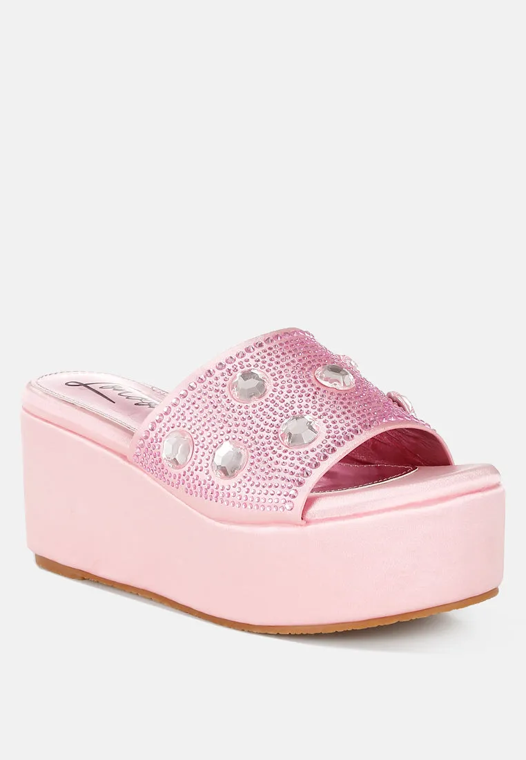 Diamante & Rhinestone Flatform Sandals By RAG