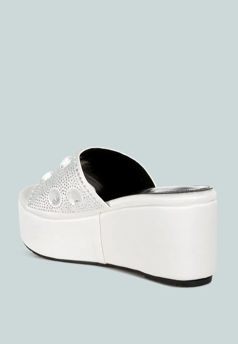 Diamante & Rhinestone Flatform Sandals By RAG