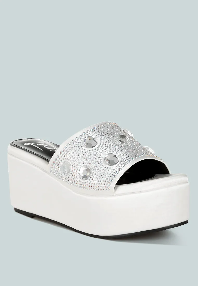 Diamante & Rhinestone Flatform Sandals By RAG