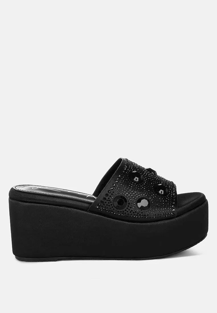 Diamante & Rhinestone Flatform Sandals By RAG