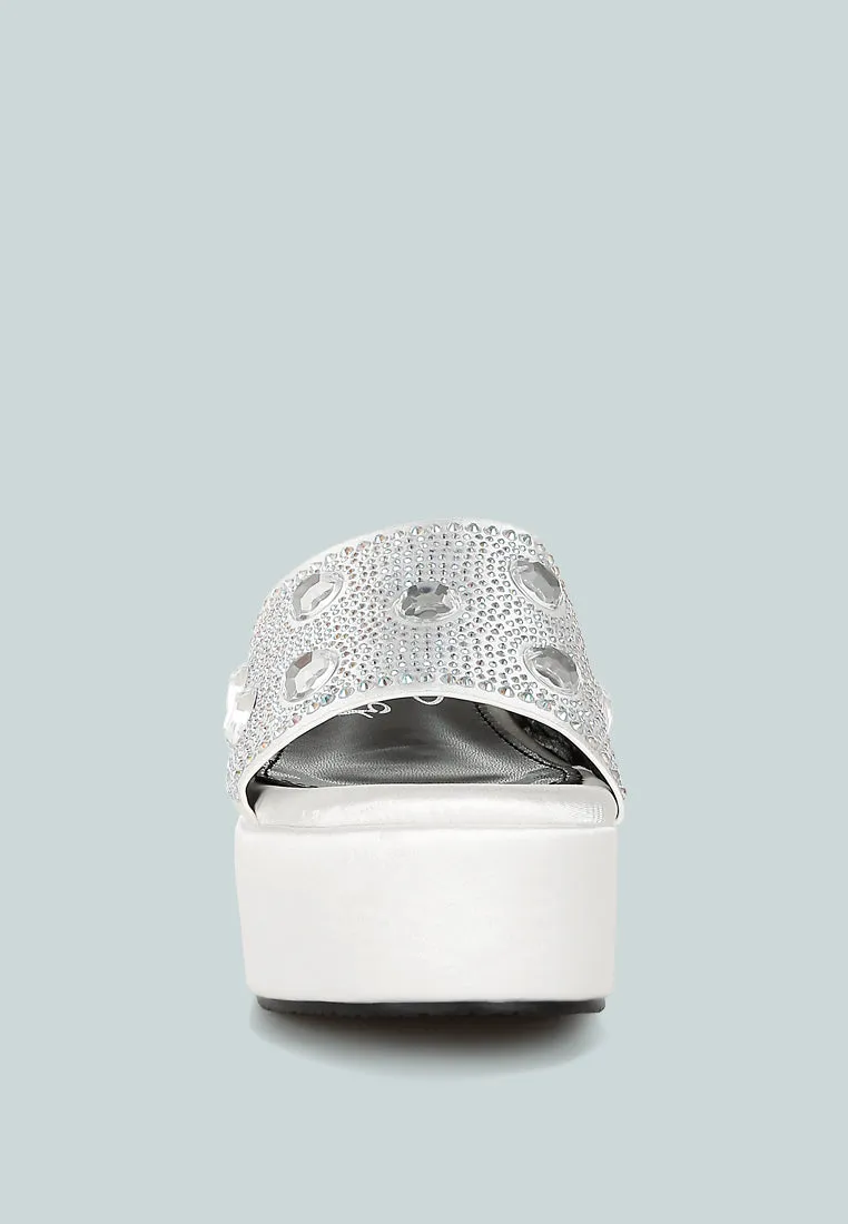 Diamante & Rhinestone Flatform Sandals By RAG