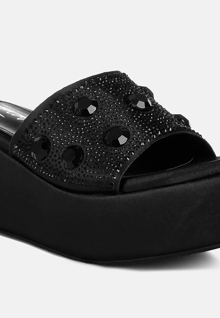 Diamante & Rhinestone Flatform Sandals By RAG