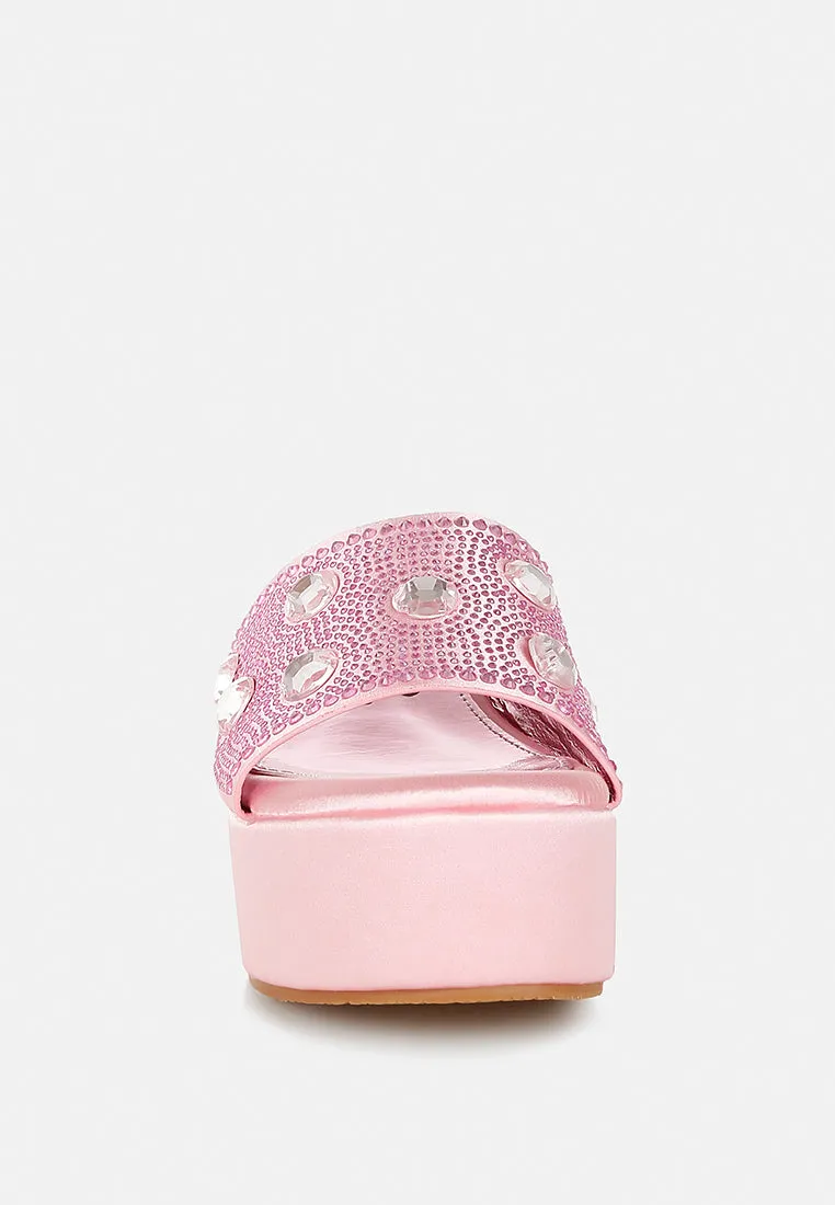Diamante & Rhinestone Flatform Sandals By RAG