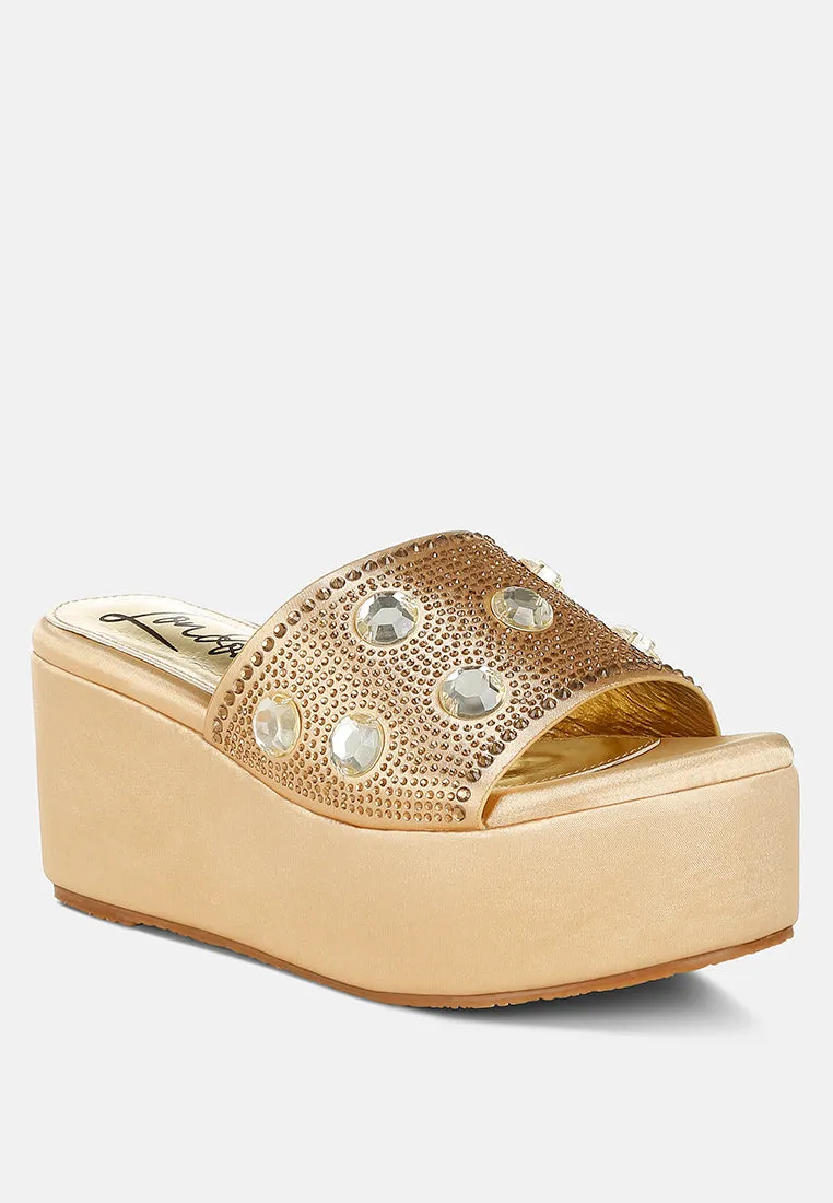 Diamante & Rhinestone Flatform Sandals By RAG