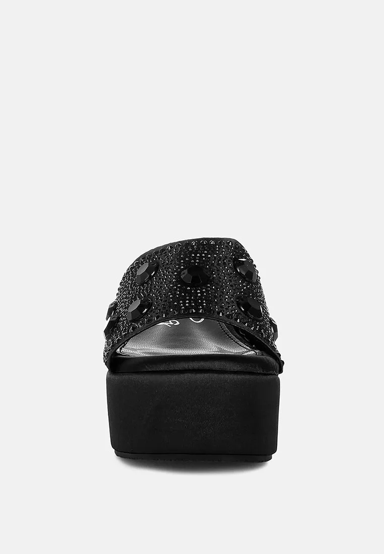 Diamante & Rhinestone Flatform Sandals By RAG