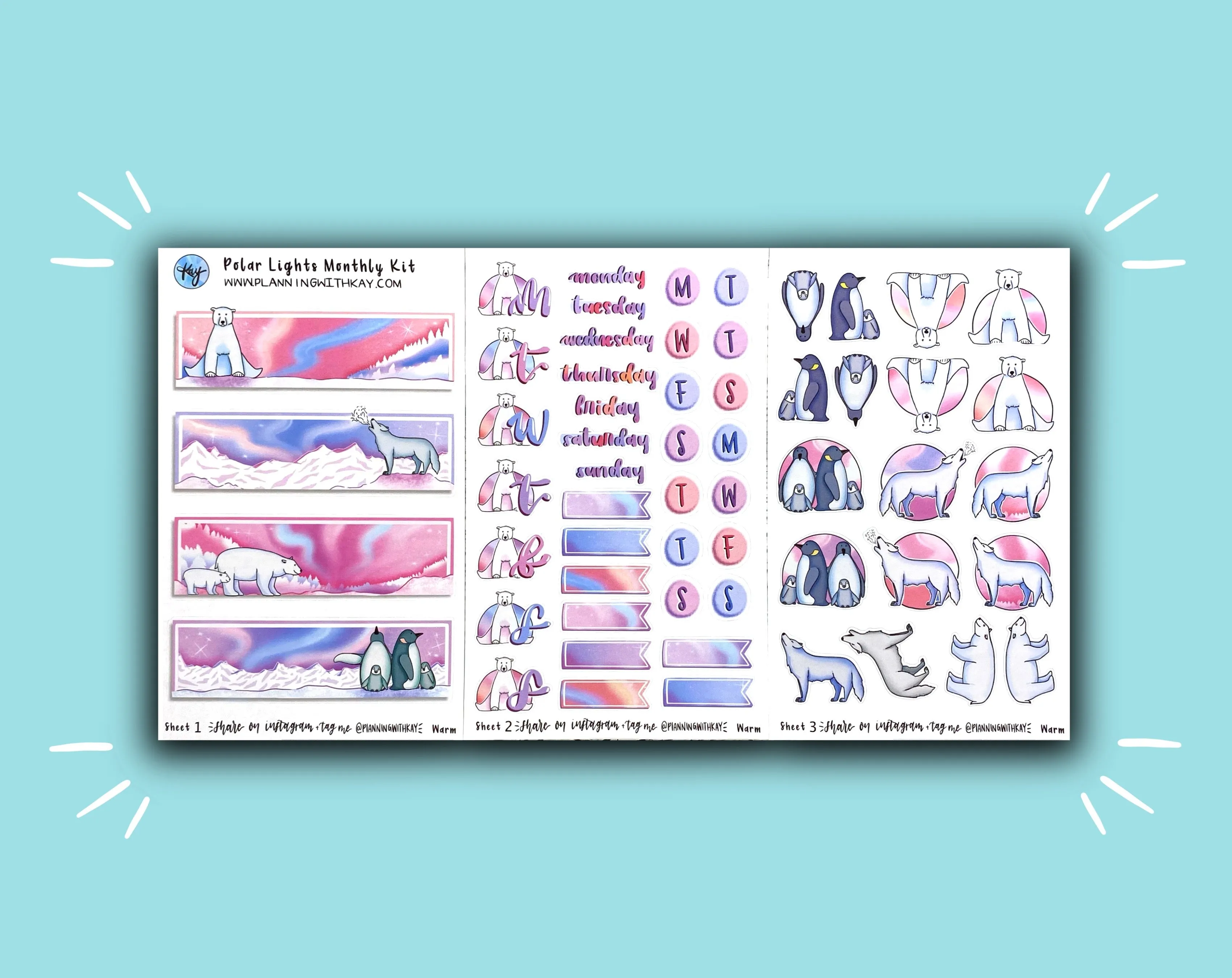 DIGITAL DOWNLOAD Warm Tone Polar Lights Monthly Kit