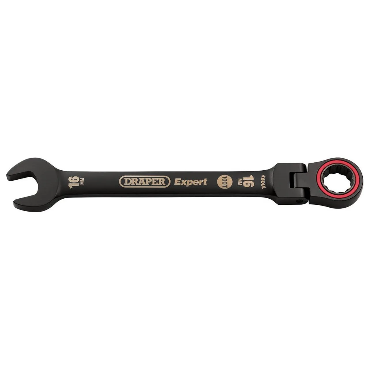 Draper Expert HI-TORQ® Metric Flexible Head Ratchet Combination Spanner 16mm Black