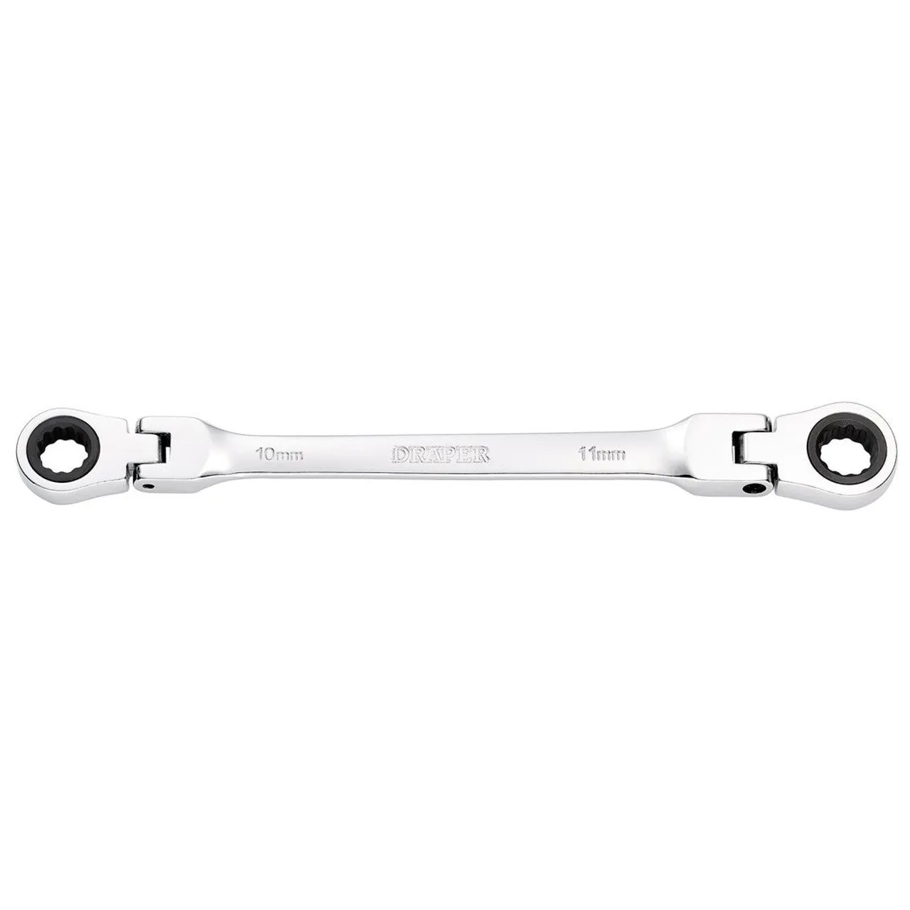 Draper Tools HI-TORQ® Metric Flexible Head Double Ring Ratchet Spanner, 10 x 11mm
