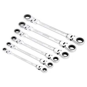 Draper Tools  HI-TORQ® Metric Flexible Head Double Ring Ratchet Spanner Set (6 Piece)