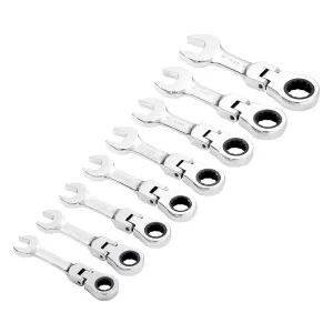 Draper Tools HI-TORQ® Metric Stubby Flexible Head Ratchet Combination Spanner Set (8 Piece)