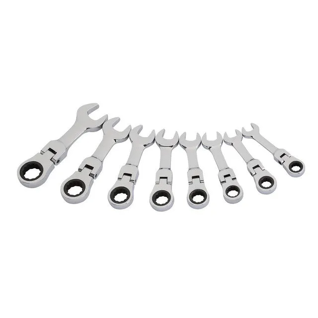 Draper Tools HI-TORQ® Metric Stubby Flexible Head Ratchet Combination Spanner Set (8 Piece)