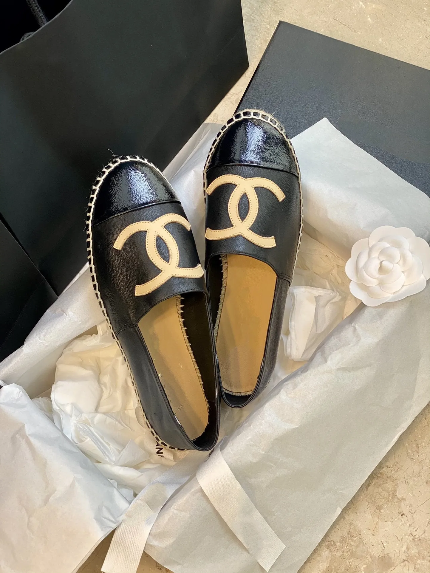 espadrilles black lambskin