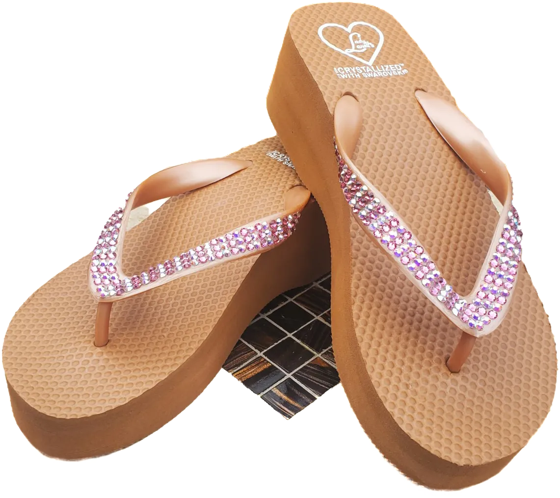 High Night Sandal - Camel - Rose and AB Stones