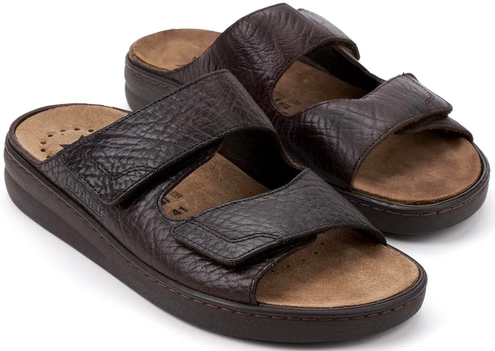 'James' men's ergonomic wide fit (H) strap sandal - Brown