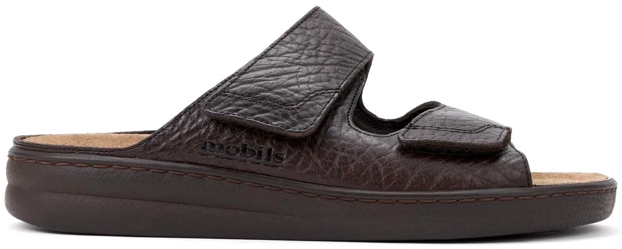 'James' men's ergonomic wide fit (H) strap sandal - Brown