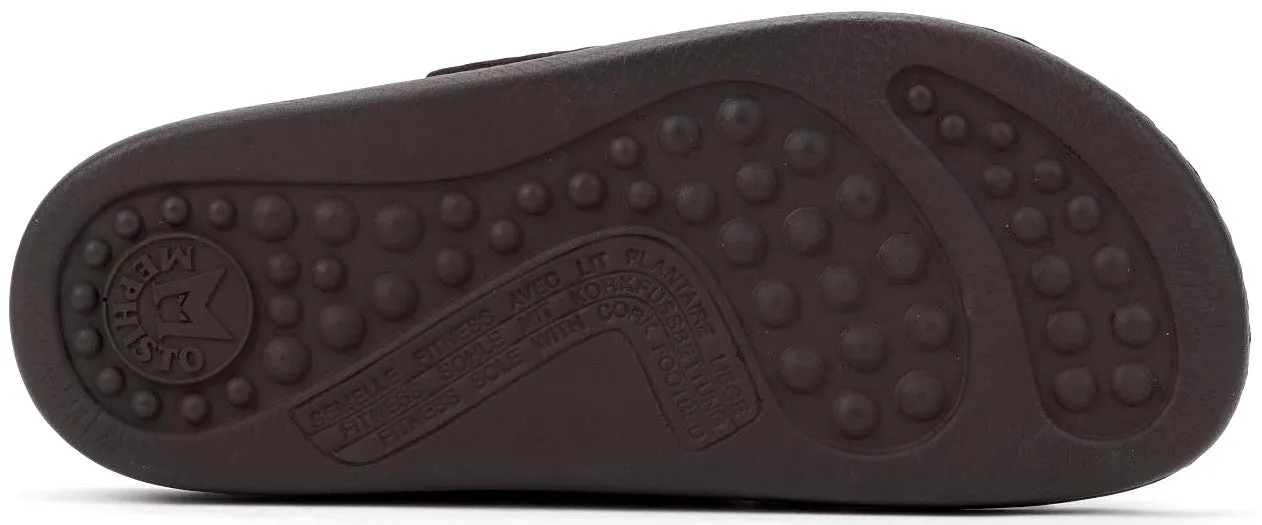 'James' men's ergonomic wide fit (H) strap sandal - Brown
