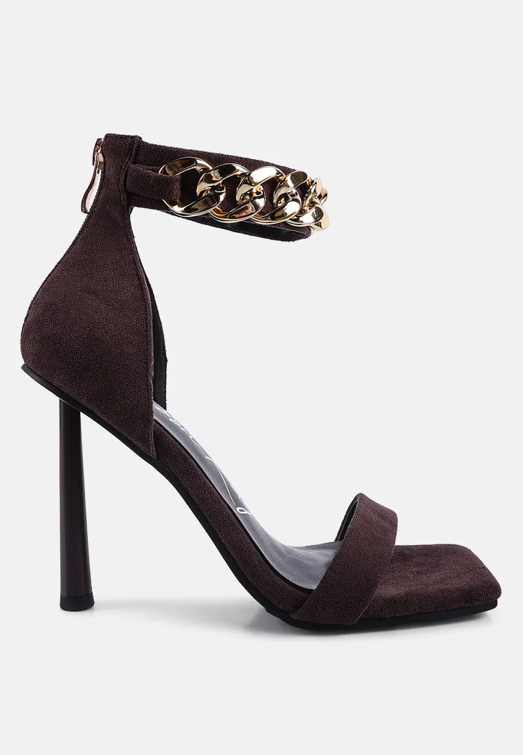 Last Sip Micro Suede High Heel Sandals By Ruw
