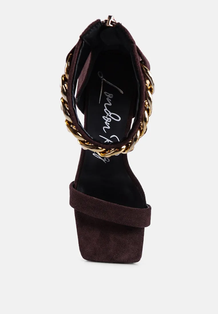 Last Sip Micro Suede High Heel Sandals By Ruw