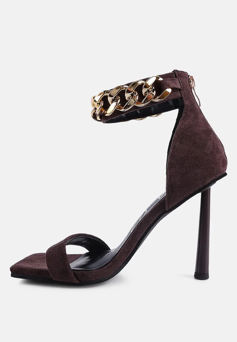 Last Sip Micro Suede High Heel Sandals By Ruw