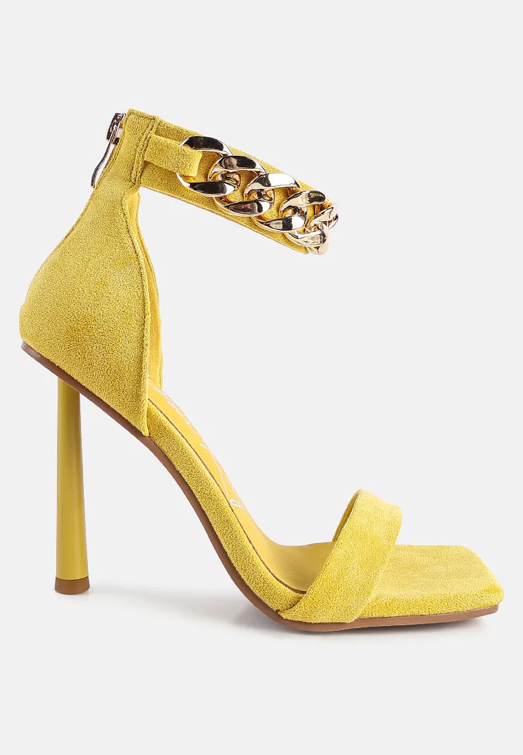 Last Sip Micro Suede High Heel Sandals By Ruw