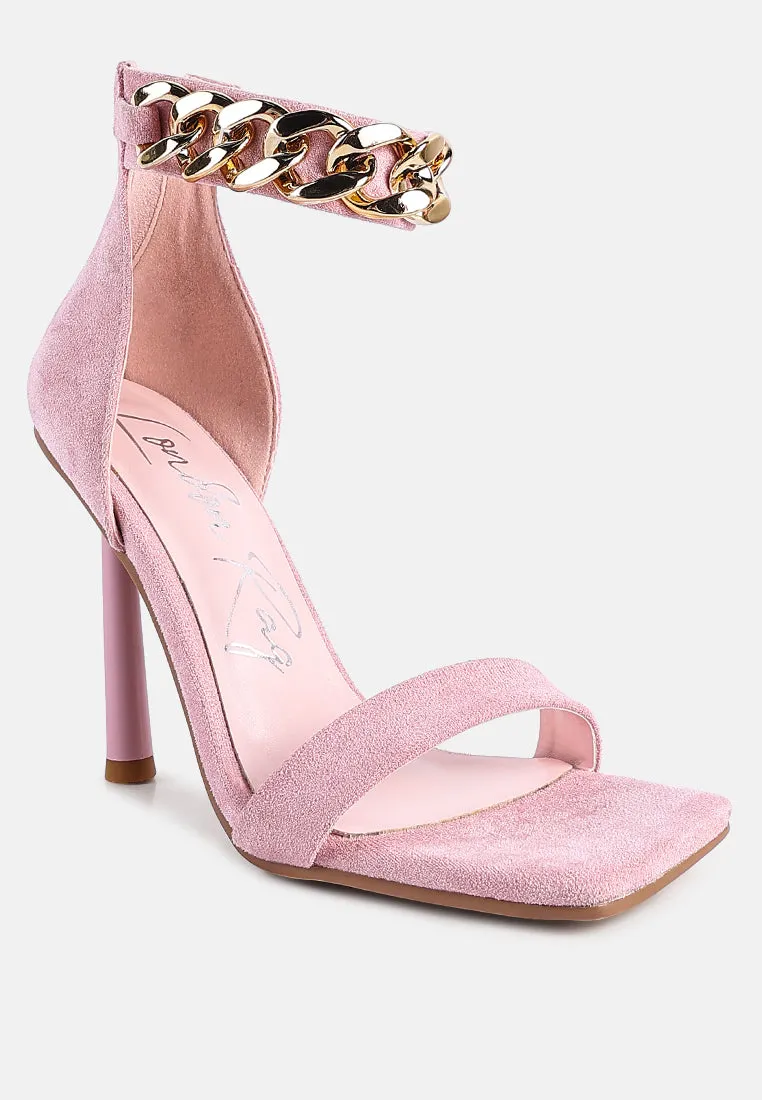Last Sip Micro Suede High Heel Sandals By Ruw