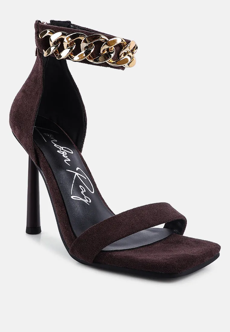 Last Sip Micro Suede High Heel Sandals By Ruw