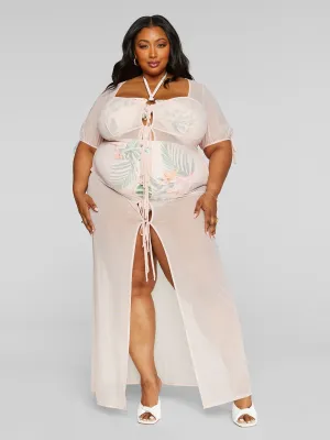 Leni Mesh Tie Front Cover-up