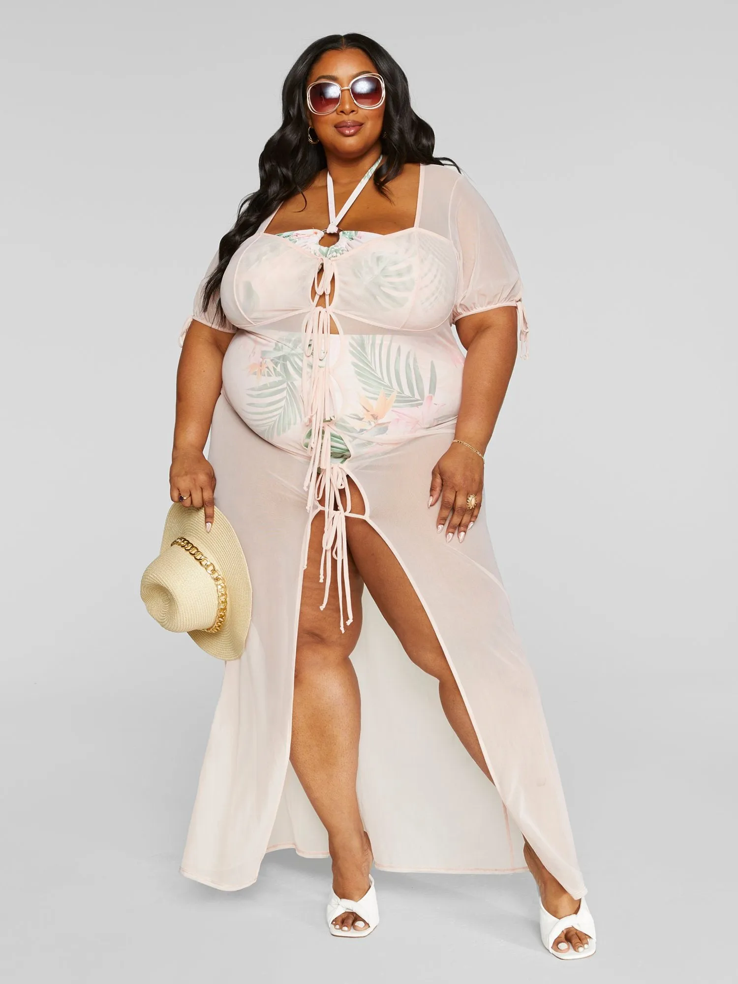 Leni Mesh Tie Front Cover-up