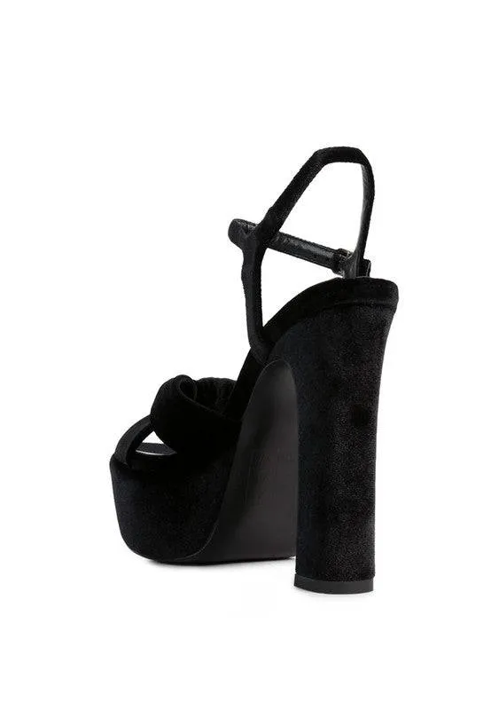 LIDDEL Velvet High Block Heeled Sandals