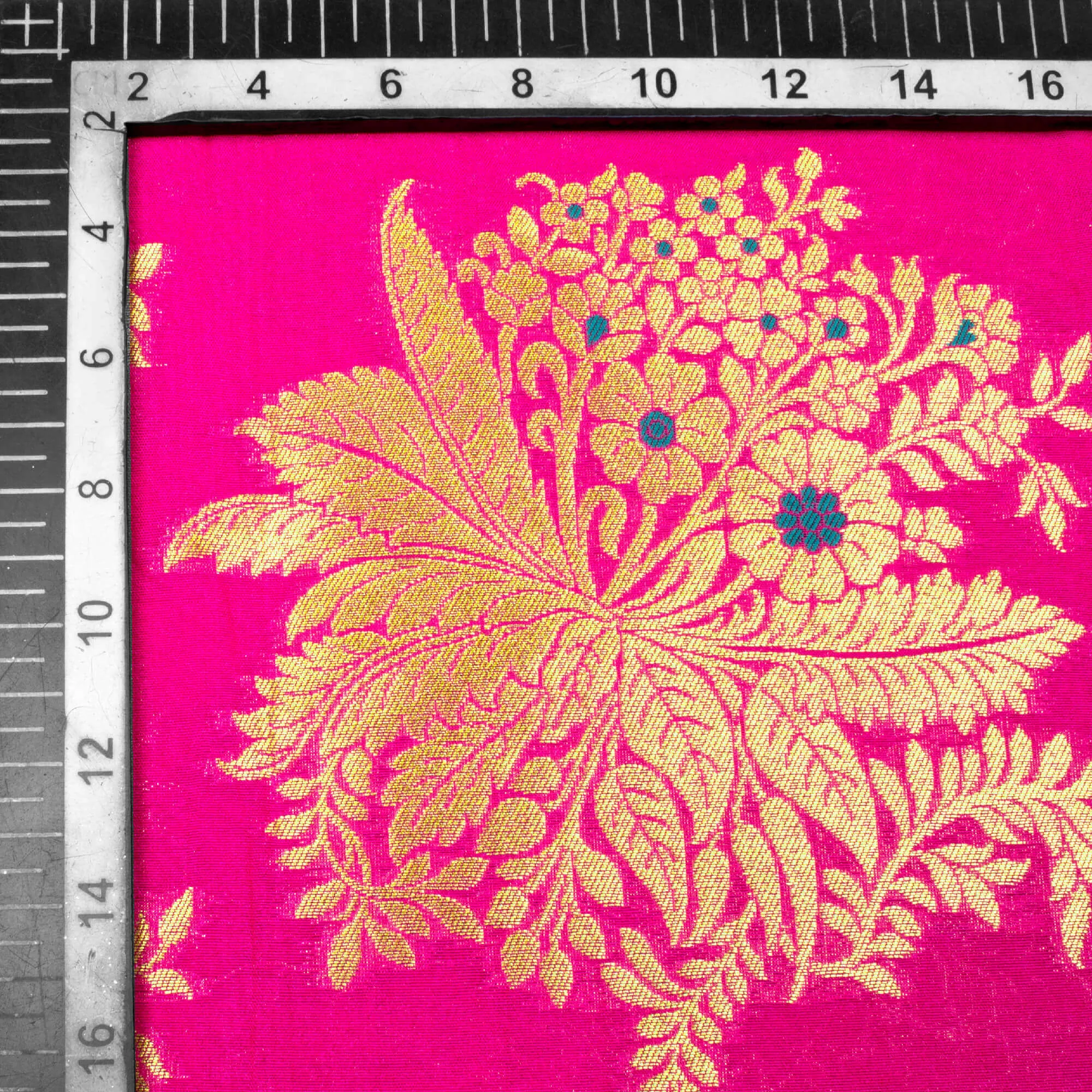 Magenta Pink Floral Pattern Zari Jacquard Banarasi Silk Fabric