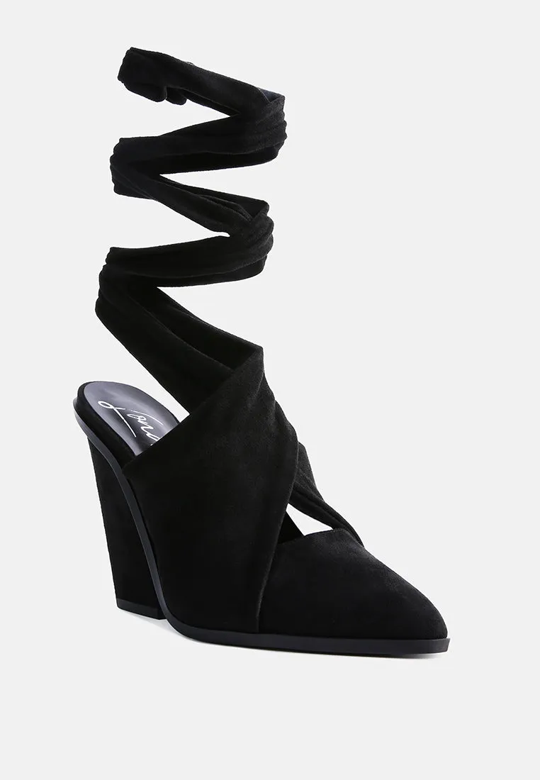 Mama Fav Lace Up Block Heel Mules By Ruw