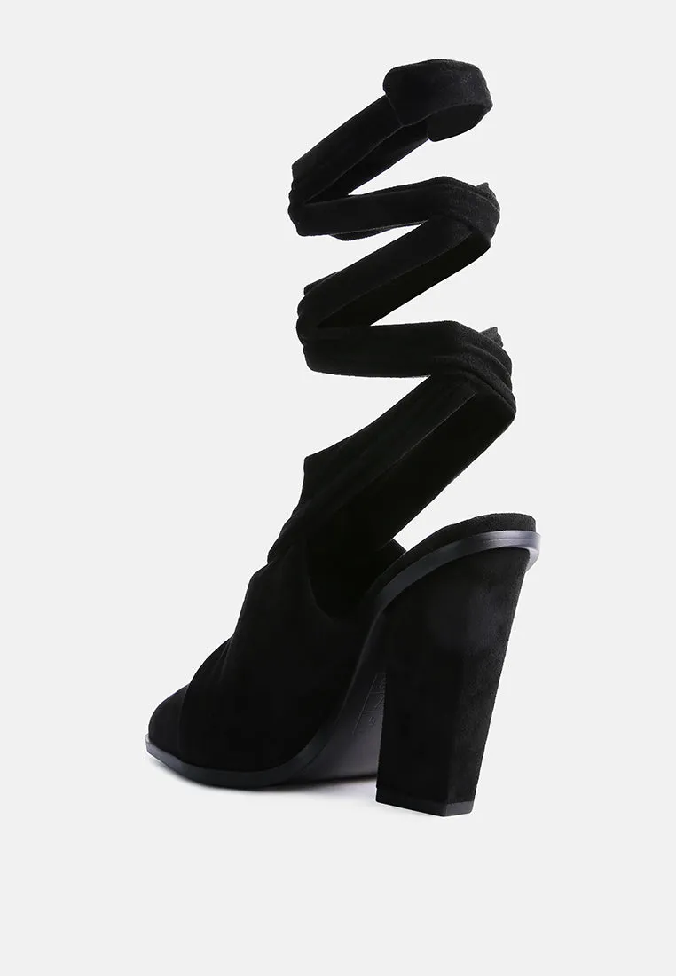 Mama Fav Lace Up Block Heel Mules By Ruw