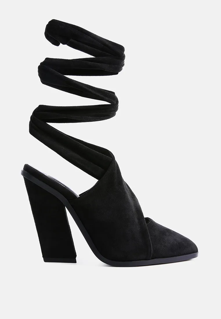 Mama Fav Lace Up Block Heel Mules By Ruw