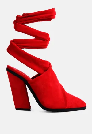 Mama Fav Lace Up Block Heel Mules By Ruw
