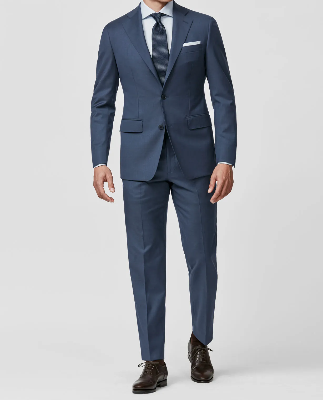 Marzotto 365 Dark Blue Merino Wool Stretch Sharkskin
