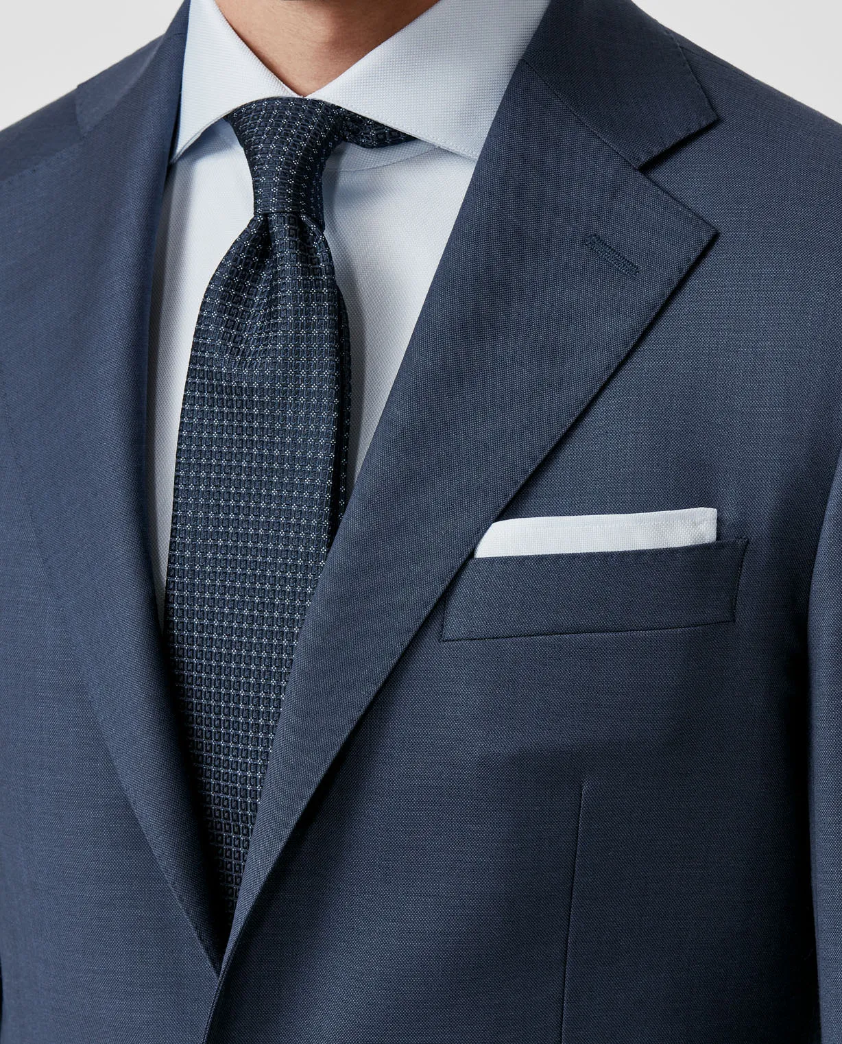 Marzotto 365 Dark Blue Merino Wool Stretch Sharkskin