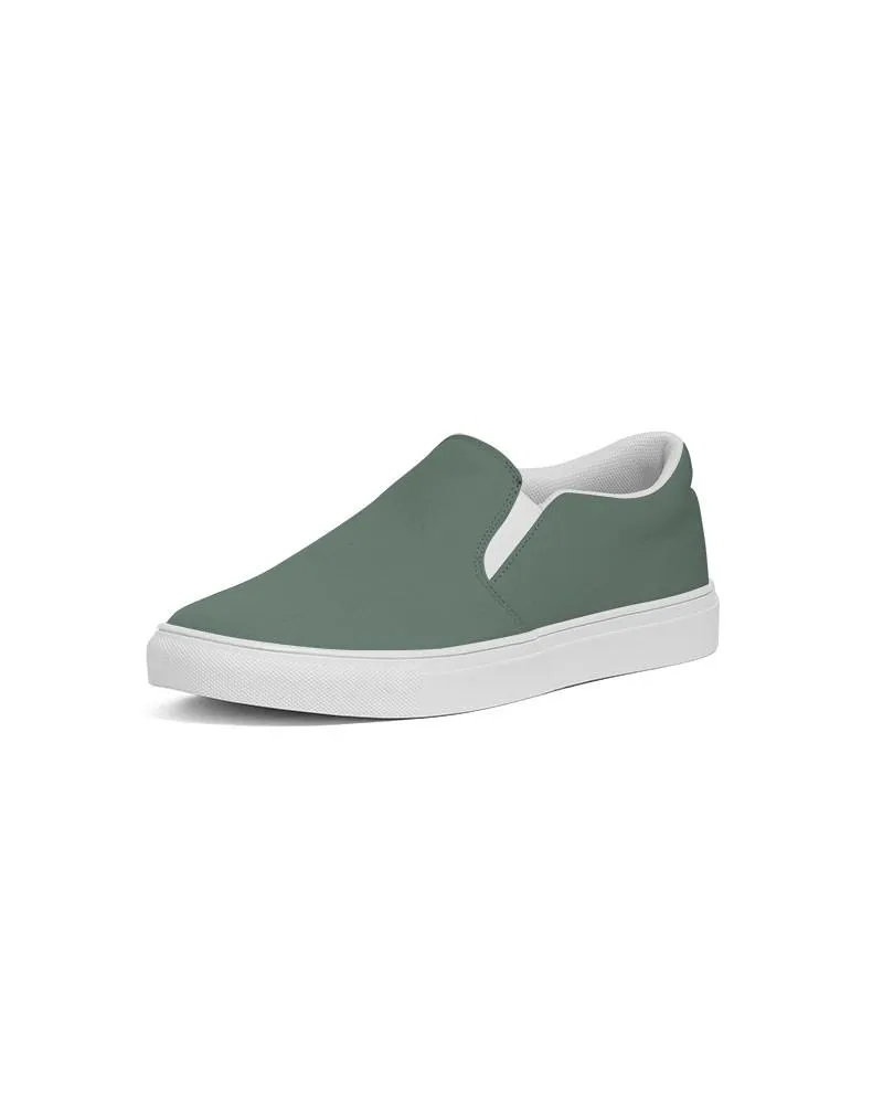 Medium Dark Green Slip-On Canvas Sneakers | Men's | Medium Dark Pale Pastel Green | C30M0Y30K60