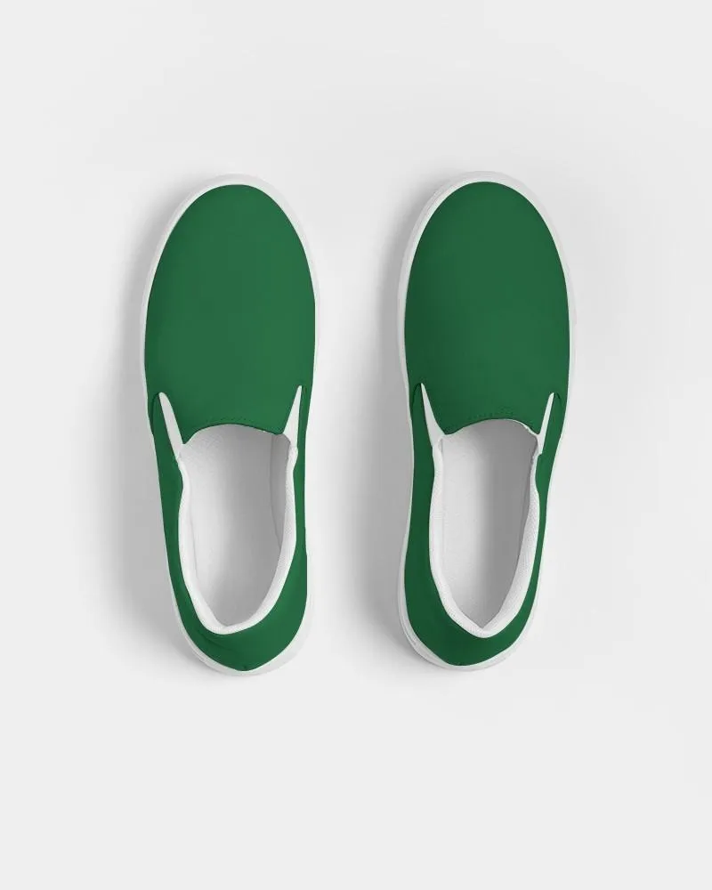 Medium Dark Green Slip-On Canvas Sneakers | Men's | Medium Dark Pure Green | C100M0Y100K60