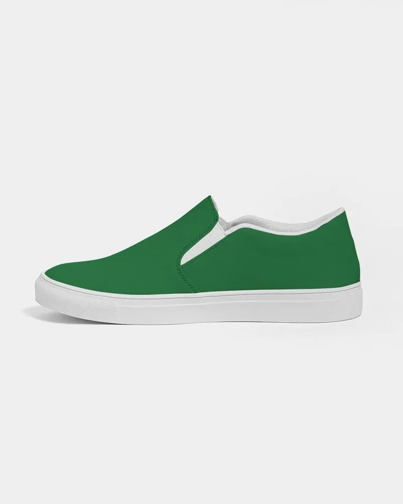Medium Dark Green Slip-On Canvas Sneakers | Men's | Medium Dark Pure Green | C75M0Y100K60