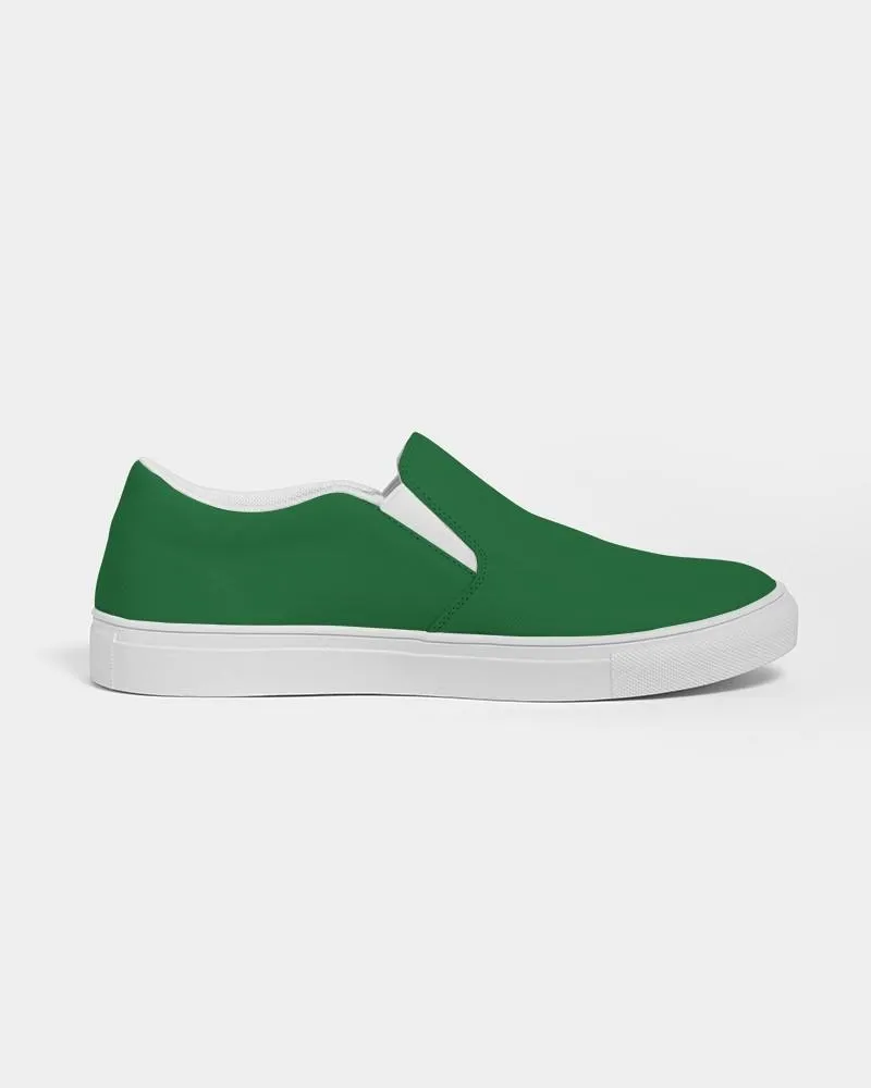Medium Dark Green Slip-On Canvas Sneakers | Men's | Medium Dark Pure Green | C75M0Y100K60