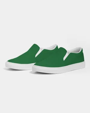Medium Dark Green Slip-On Canvas Sneakers | Men's | Medium Dark Pure Green | C75M0Y100K60