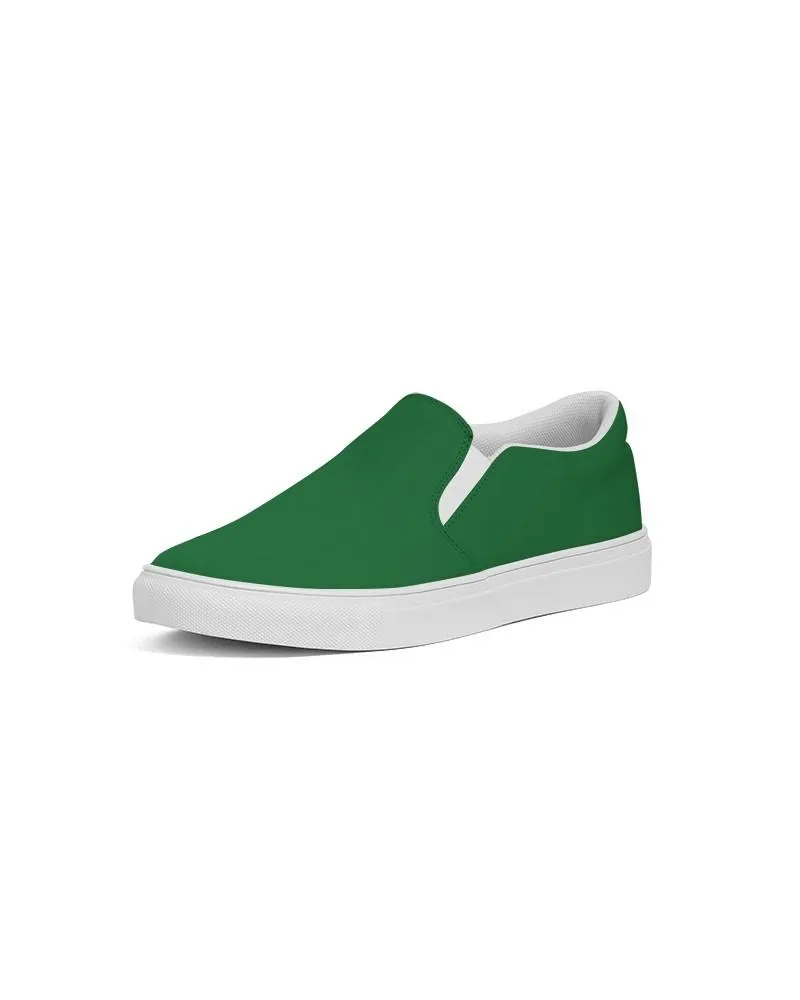 Medium Dark Green Slip-On Canvas Sneakers | Men's | Medium Dark Pure Green | C75M0Y100K60