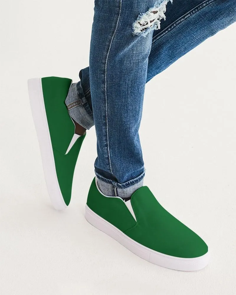 Medium Dark Green Slip-On Canvas Sneakers | Men's | Medium Dark Pure Green | C75M0Y100K60