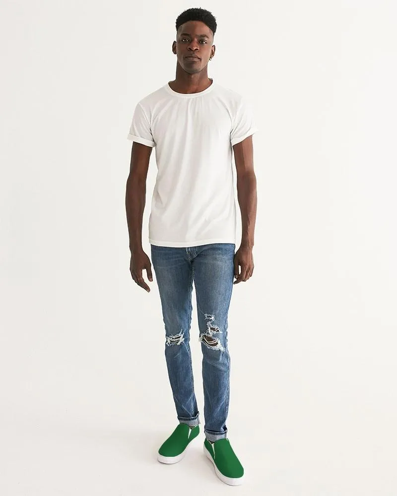 Medium Dark Green Slip-On Canvas Sneakers | Men's | Medium Dark Pure Green | C75M0Y100K60