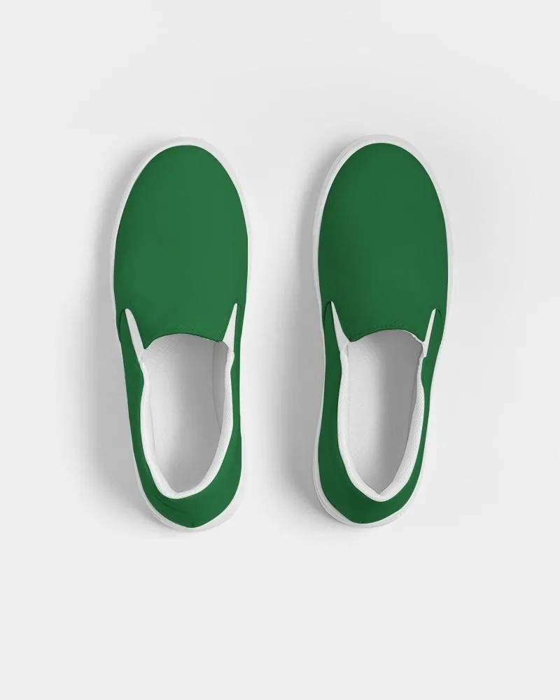 Medium Dark Green Slip-On Canvas Sneakers | Men's | Medium Dark Pure Green | C75M0Y100K60