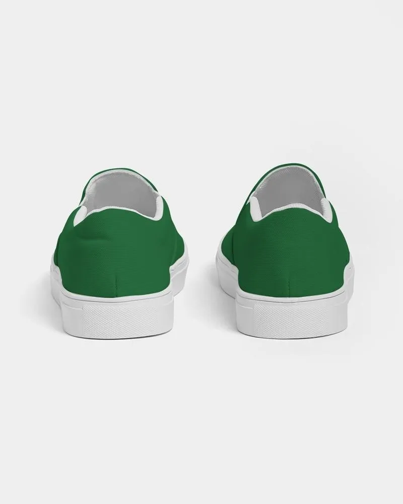 Medium Dark Green Slip-On Canvas Sneakers | Men's | Medium Dark Pure Green | C75M0Y100K60