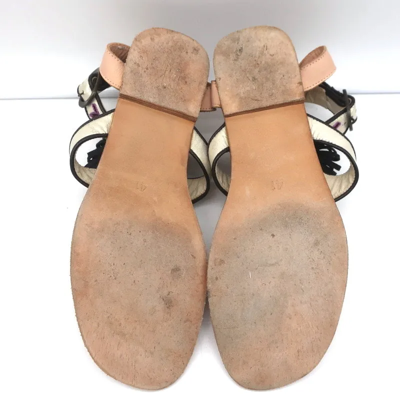 Meher Kakalia Tiki Sofia Tassel Sandals Beaded Embroidered Leather Size 41