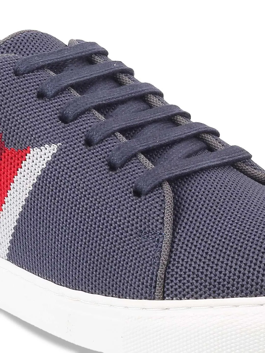 Metro Men Grey Woven Design Sneakers