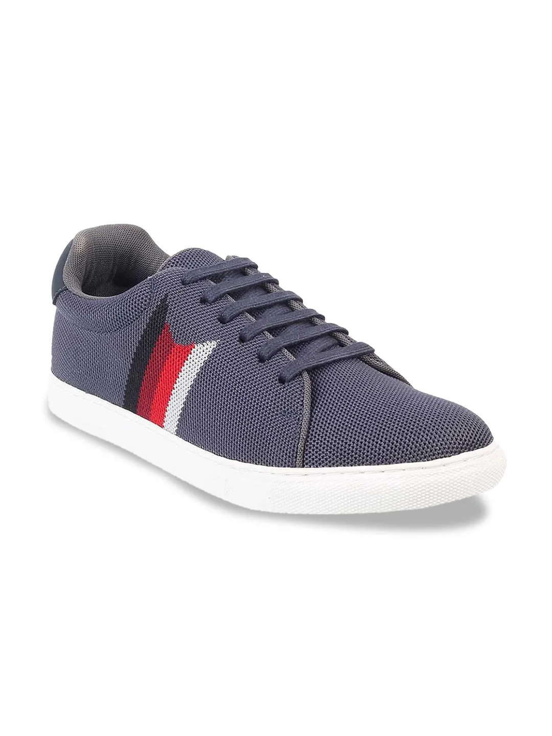 Metro Men Grey Woven Design Sneakers