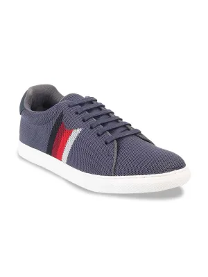 Metro Men Grey Woven Design Sneakers